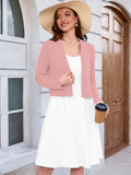 Chiclily Women's Long Sleeve Cropped Cardigans Sweaters Open Front Knit Short Shrugs for Dresses