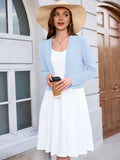 Chiclily Women's Long Sleeve Cropped Cardigans Sweaters Open Front Knit Short Shrugs for Dresses