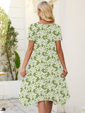 Chiclily Women's Short Sleeve Summer Swing Dress, Casual Loose T-Shirt Dress with Pockets, Irregular Hem Midi Sundress