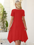 Chiclily Women's Short Sleeve Summer Swing Dress, Casual Loose T-Shirt Dress with Pockets, Irregular Hem Midi Sundress