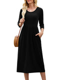 Chiclily Women's Long Sleeve Casual Dress Large Tunic Dress Loose T-Shirt Dress with Pockets