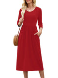 Chiclily Women's Long Sleeve Casual Dress Large Tunic Dress Loose T-Shirt Dress with Pockets