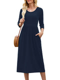 Chiclily Women's Long Sleeve Casual Dress Large Tunic Dress Loose T-Shirt Dress with Pockets