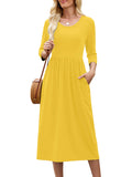 Chiclily Women's Long Sleeve Casual Dress Large Tunic Dress Loose T-Shirt Dress with Pockets