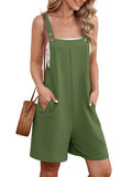 Chiclily Women's Casual Overalls Shorts, Loose Button Adjustable Straps Jumpsuits with Pockets, Summer Boho Wide Leg Rompers