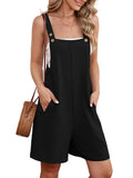 Chiclily Women's Casual Overalls Shorts, Loose Button Adjustable Straps Jumpsuits with Pockets, Summer Boho Wide Leg Rompers