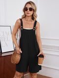 Chiclily Women's Casual Overalls Shorts, Loose Button Adjustable Straps Jumpsuits with Pockets, Summer Boho Wide Leg Rompers
