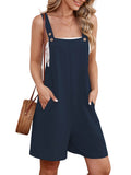 Chiclily Women's Casual Overalls Shorts, Loose Button Adjustable Straps Jumpsuits with Pockets, Summer Boho Wide Leg Rompers