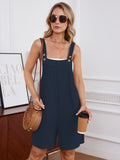 Chiclily Women's Casual Overalls Shorts, Loose Button Adjustable Straps Jumpsuits with Pockets, Summer Boho Wide Leg Rompers