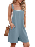 Chiclily Women's Casual Overalls Shorts, Loose Button Adjustable Straps Jumpsuits with Pockets, Summer Boho Wide Leg Rompers