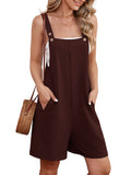 Chiclily Women's Casual Overalls Shorts, Loose Button Adjustable Straps Jumpsuits with Pockets, Summer Boho Wide Leg Rompers