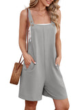 Chiclily Women's Casual Overalls Shorts, Loose Button Adjustable Straps Jumpsuits with Pockets, Summer Boho Wide Leg Rompers