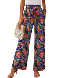 Chiclily Women Wide Leg Pants with Pockets High Waist Loose Belt Flowy Casual Trousers
