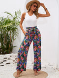 Chiclily Women Wide Leg Pants with Pockets High Waist Loose Belt Flowy Casual Trousers