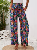 Chiclily Women Wide Leg Pants with Pockets High Waist Loose Belt Flowy Casual Trousers