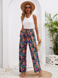 Chiclily Women Wide Leg Pants with Pockets High Waist Loose Belt Flowy Casual Trousers