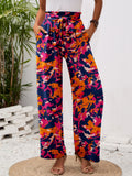 Chiclily Women Wide Leg Pants with Pockets High Waist Loose Belt Flowy Casual Trousers