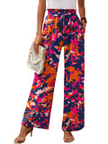 Chiclily Women Wide Leg Pants with Pockets High Waist Loose Belt Flowy Casual Trousers