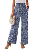 Chiclily Women Wide Leg Pants with Pockets High Waist Loose Belt Flowy Casual Trousers