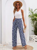 Chiclily Women Wide Leg Pants with Pockets High Waist Loose Belt Flowy Casual Trousers