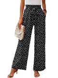 Chiclily Women Wide Leg Pants with Pockets High Waist Loose Belt Flowy Casual Trousers