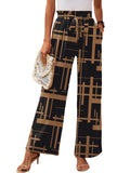 Chiclily Women Wide Leg Pants with Pockets High Waist Loose Belt Flowy Casual Trousers