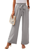 Chiclily Women Wide Leg Pants with Pockets High Waist Loose Belt Flowy Casual Trousers
