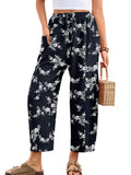 Chiclily Women's High Waisted Palazzo Pants Casual Loose Wide Leg Trousers with Pockets Drawstring Flowy Pants