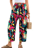 Chiclily Women's High Waisted Palazzo Pants Casual Loose Wide Leg Trousers with Pockets Drawstring Flowy Pants