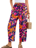 Chiclily Women's High Waisted Palazzo Pants Casual Loose Wide Leg Trousers with Pockets Drawstring Flowy Pants