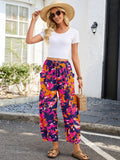 Chiclily Women's High Waisted Palazzo Pants Casual Loose Wide Leg Trousers with Pockets Drawstring Flowy Pants