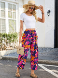 Chiclily Women's High Waisted Palazzo Pants Casual Loose Wide Leg Trousers with Pockets Drawstring Flowy Pants