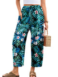 Chiclily Women's High Waisted Palazzo Pants Casual Loose Wide Leg Trousers with Pockets Drawstring Flowy Pants