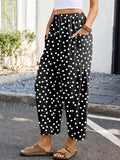 Chiclily Women's High Waisted Palazzo Pants Casual Loose Wide Leg Trousers with Pockets Drawstring Flowy Pants