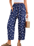 Chiclily Women's High Waisted Palazzo Pants Casual Loose Wide Leg Trousers with Pockets Drawstring Flowy Pants