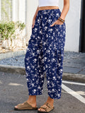 Chiclily Women's High Waisted Palazzo Pants Casual Loose Wide Leg Trousers with Pockets Drawstring Flowy Pants