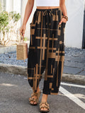 Chiclily Women's High Waisted Palazzo Pants Casual Loose Wide Leg Trousers with Pockets Drawstring Flowy Pants
