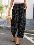 Chiclily Women's High Waisted Palazzo Pants Casual Loose Wide Leg Trousers with Pockets Drawstring Flowy Pants