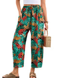 Chiclily Women's High Waisted Palazzo Pants Casual Loose Wide Leg Trousers with Pockets Drawstring Flowy Pants