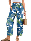 Chiclily Women's High Waisted Palazzo Pants Casual Loose Wide Leg Trousers with Pockets Drawstring Flowy Pants