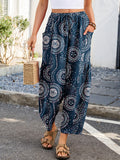 Chiclily Women's High Waisted Palazzo Pants Casual Loose Wide Leg Trousers with Pockets Drawstring Flowy Pants