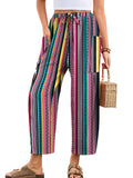 Chiclily Women's High Waisted Palazzo Pants Casual Loose Wide Leg Trousers with Pockets Drawstring Flowy Pants