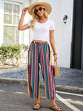 Chiclily Women's High Waisted Palazzo Pants Casual Loose Wide Leg Trousers with Pockets Drawstring Flowy Pants
