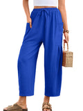 Chiclily Women's High Waisted Palazzo Pants Casual Loose Wide Leg Trousers with Pockets Drawstring Flowy Pants