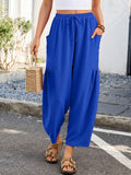 Chiclily Women's High Waisted Palazzo Pants Casual Loose Wide Leg Trousers with Pockets Drawstring Flowy Pants
