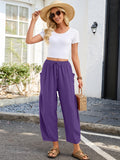 Chiclily Women's High Waisted Palazzo Pants Casual Loose Wide Leg Trousers with Pockets Drawstring Flowy Pants