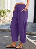 Chiclily Women's High Waisted Palazzo Pants Casual Loose Wide Leg Trousers with Pockets Drawstring Flowy Pants