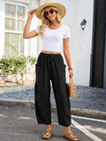 Chiclily Women's High Waisted Palazzo Pants Casual Loose Wide Leg Trousers with Pockets Drawstring Flowy Pants