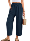 Chiclily Women's High Waisted Palazzo Pants Casual Loose Wide Leg Trousers with Pockets Drawstring Flowy Pants