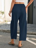 Chiclily Women's High Waisted Palazzo Pants Casual Loose Wide Leg Trousers with Pockets Drawstring Flowy Pants